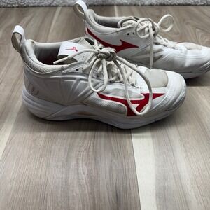 Mizuno Wave Momentum 2 Volleyball Shoes White Red Indoor Court Sneaker Women 7.5